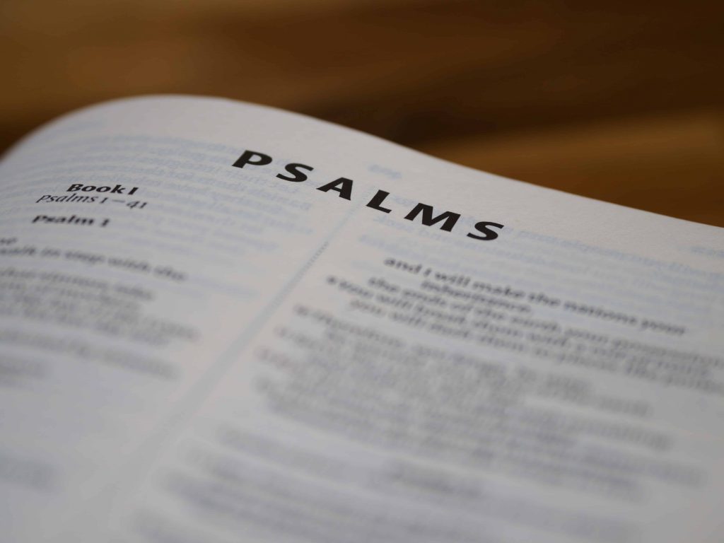 Open Bible page of Psalms